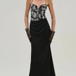 For Love and Lemons Embroidered Roses Maxi Dress